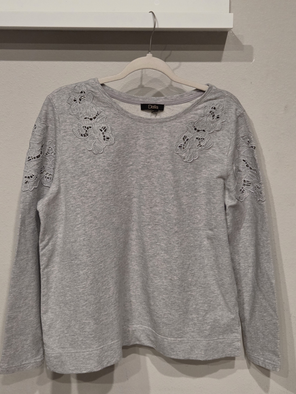 Dalia Light Gray Sweatshirt with Floral Cutout Detail